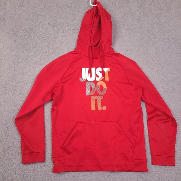 Nike Other - Nike Hoodie Sweatshirt Mens Medium Dri Fit Red‎ Just Do It Athletic Pullover